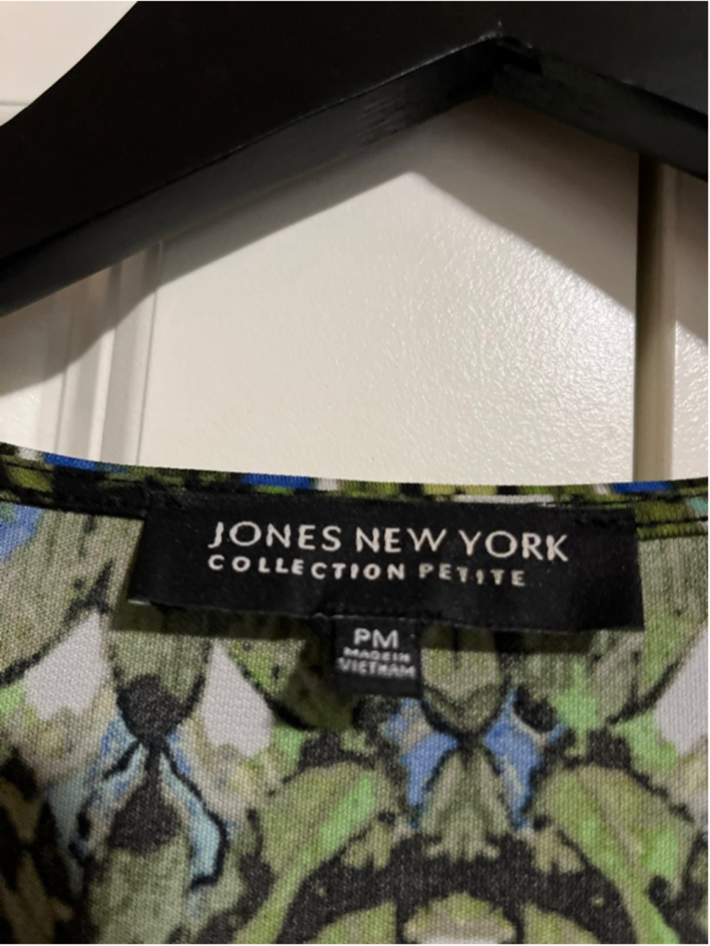 EUC Women's Jones New York Petite Green Blue Abstract Print Dress PM - Picture 6 of 8